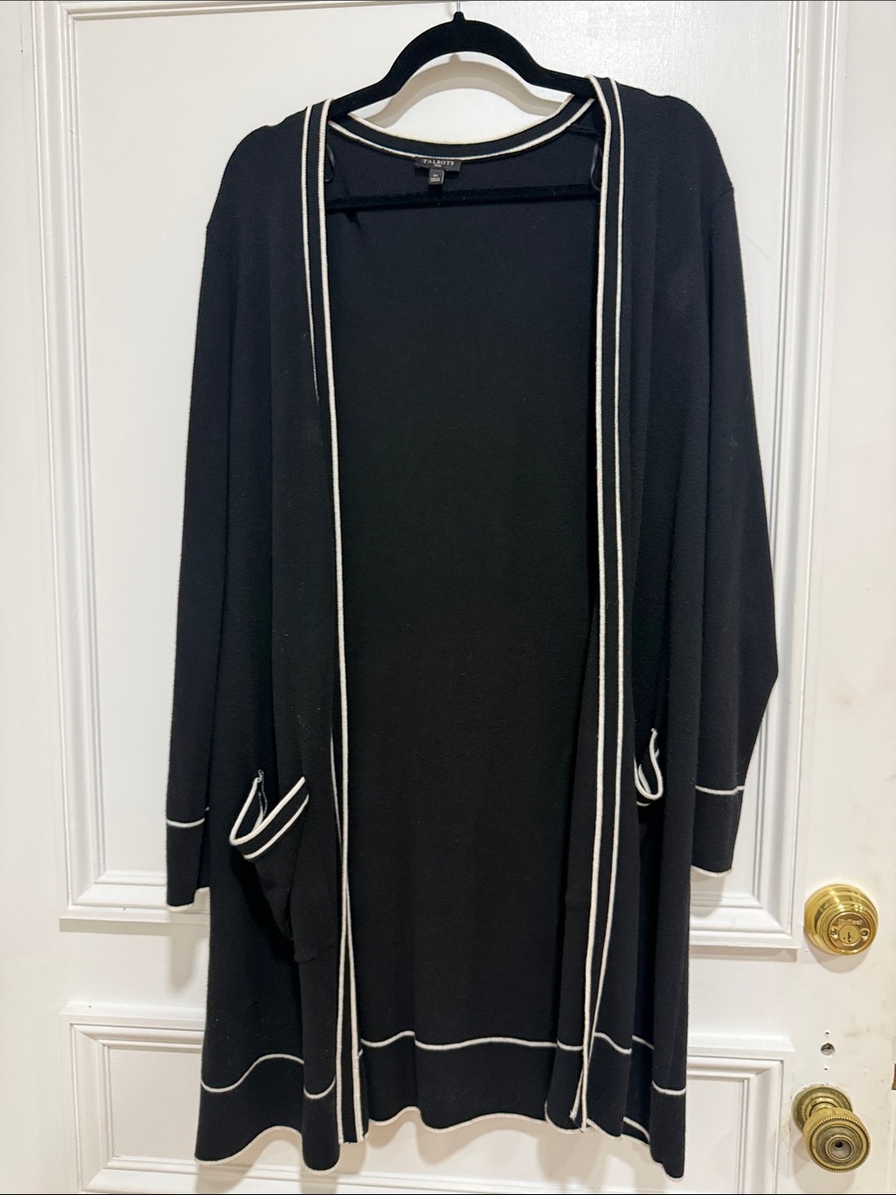 Talbots Black Cardigan with White Trim